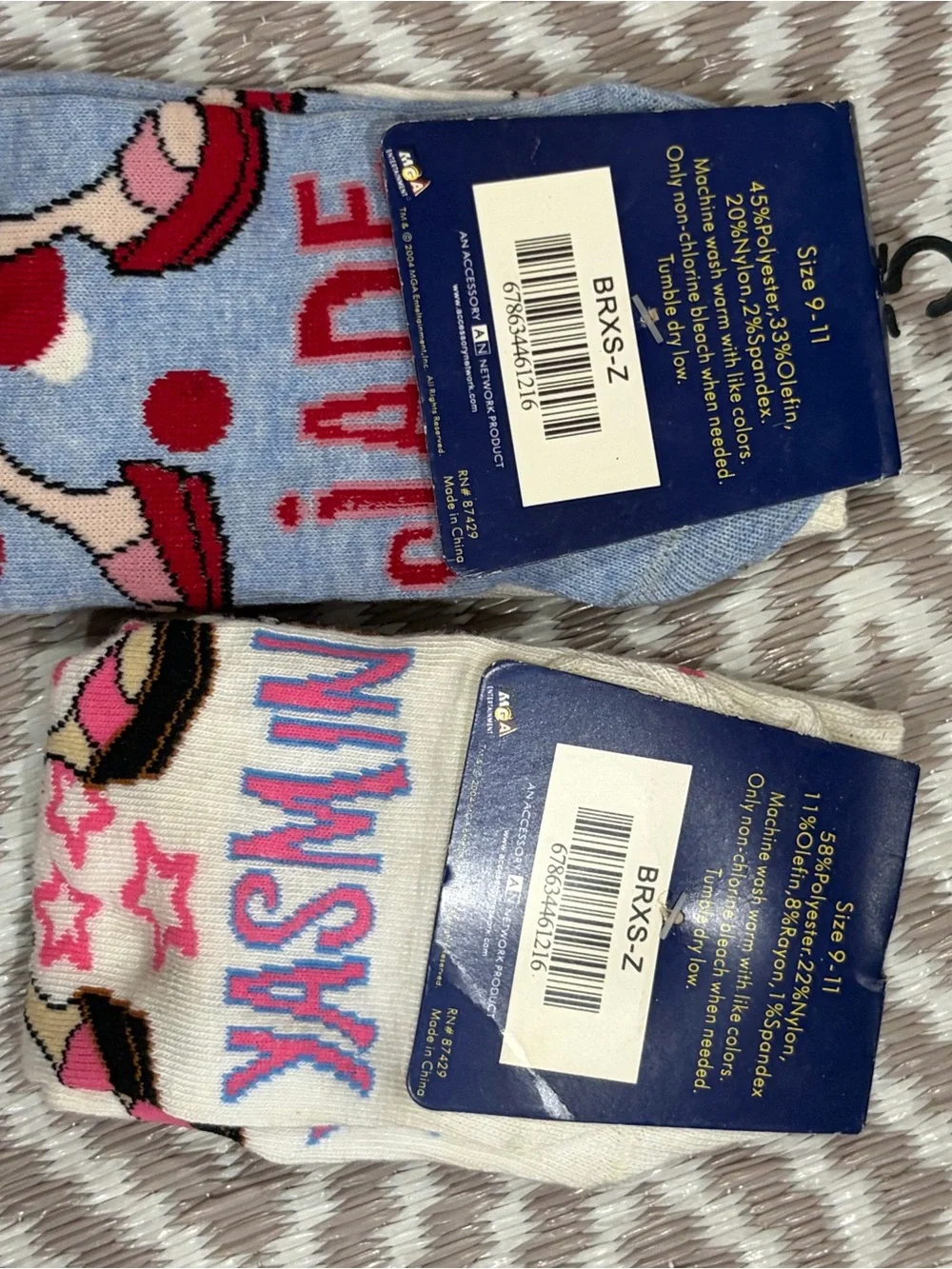 Vintage Bratz Socks 2 Pairs Size 9-11 , New MGA Ent. 2004